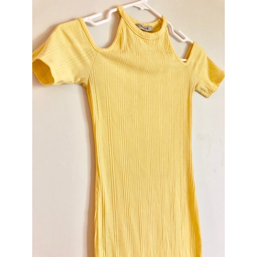 Yellow knit mini dress